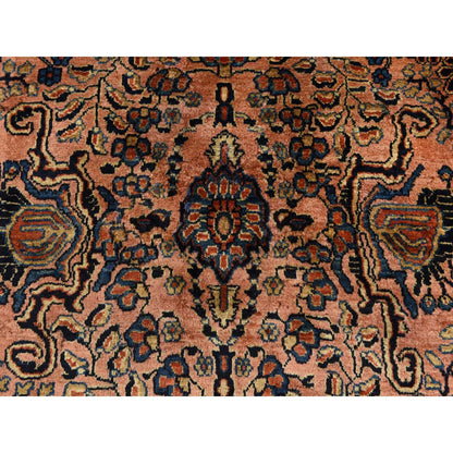 9'10"X13'7" Coral Salmon Antique Zoroastrian Pure Wool Hand Knotted Rug