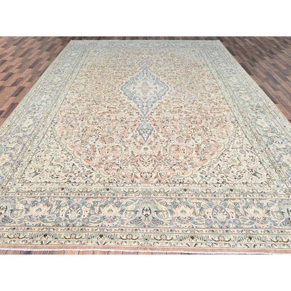 11'1"X17'2" Peach Zoroastrian Hand Knotted 100% Wool Oversized Rug