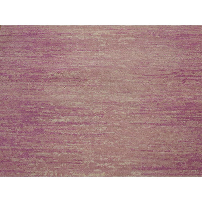 2'6"X12'4" Pink Hand Knotted Zero Pile Pure Wool Only Runner Rug