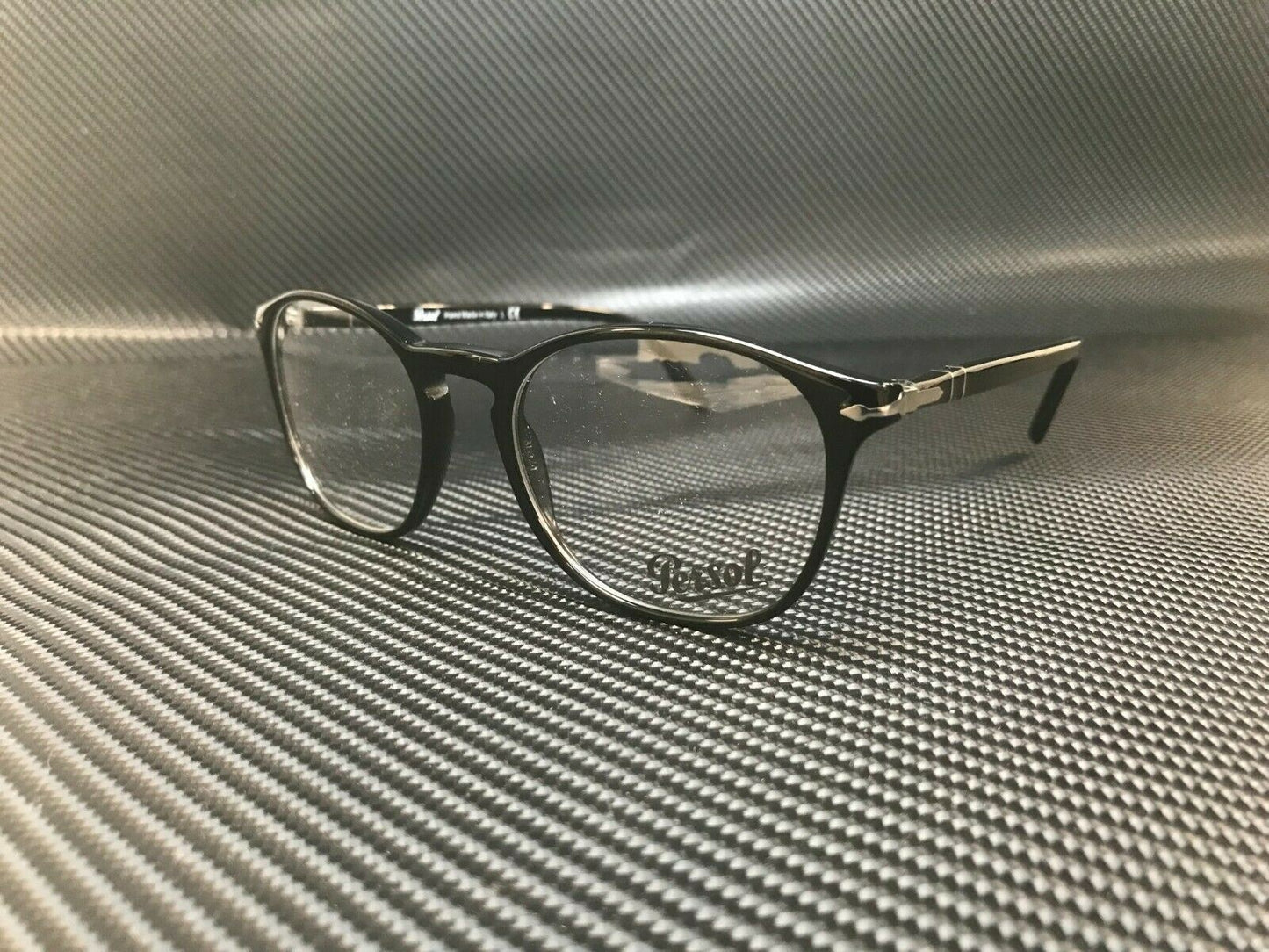 PERSOL PO3007V 95 Black Round Men's 50 mm Eyeglasses