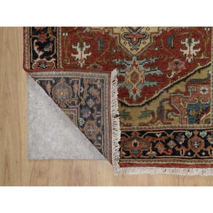 2'10"X6' Chili Red Hand Spun Wool Heris Revival Hand Knotted Runner Rug