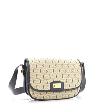 Saint Laurent Flap Satchel Monogram All Over Canvas And Leather Medium