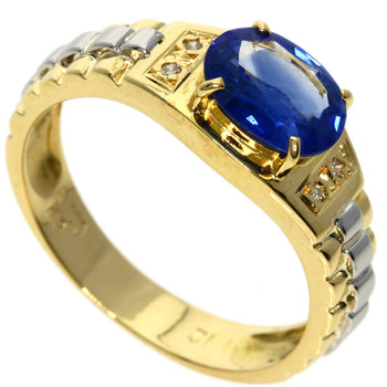 1.12Ct Sapphire Diamond Ring K18 Yellow Gold