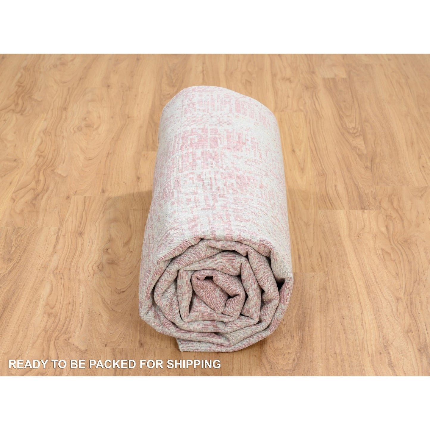 10'2"X10'2" Rose Pink Wool And Art Silk Jacquard Hand Loomed Square Rug