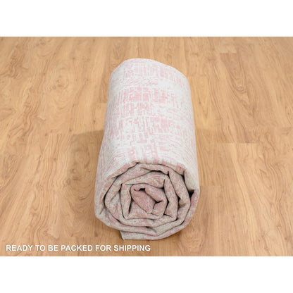 10'2"X10'2" Rose Pink Wool And Art Silk Jacquard Hand Loomed Square Rug