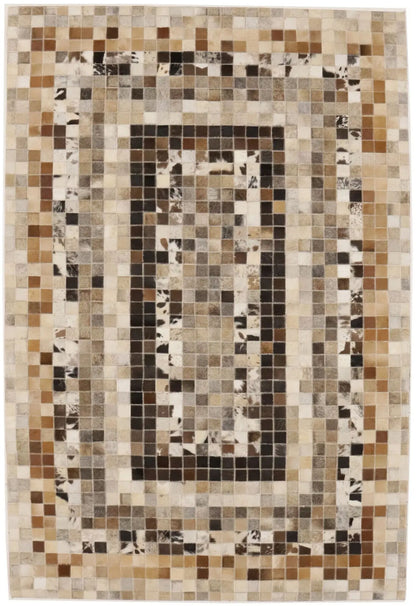 Hand-Crafted Modern Cowhide Leather Rug