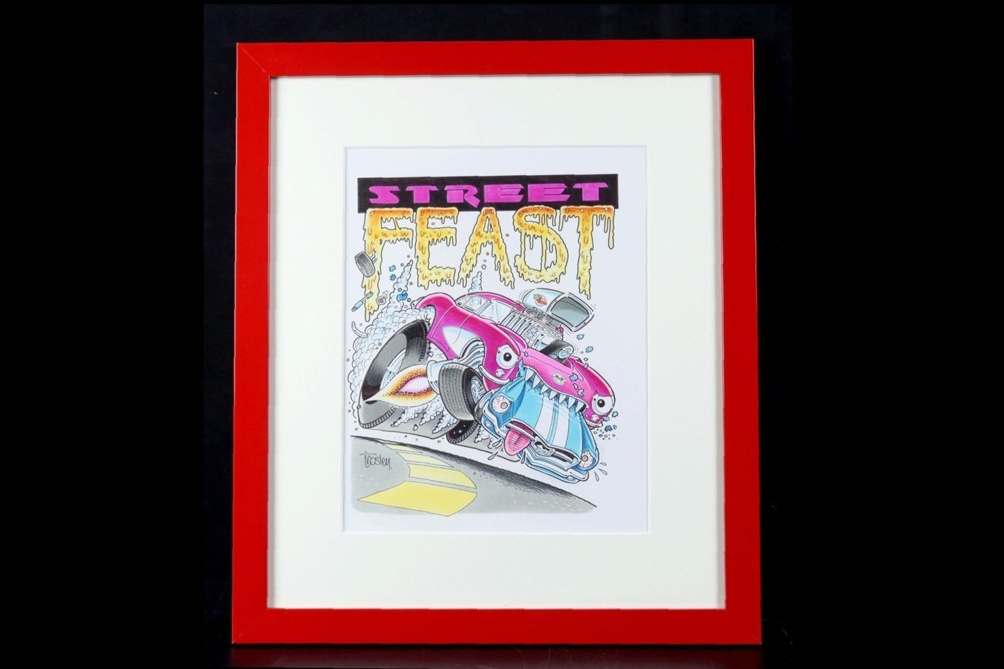 George Trosley Original Pen Drawing Street Feast Signed Usa Framed Artwork