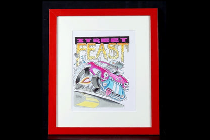 George Trosley Original Pen Drawing Street Feast Signed Usa Framed Artwork