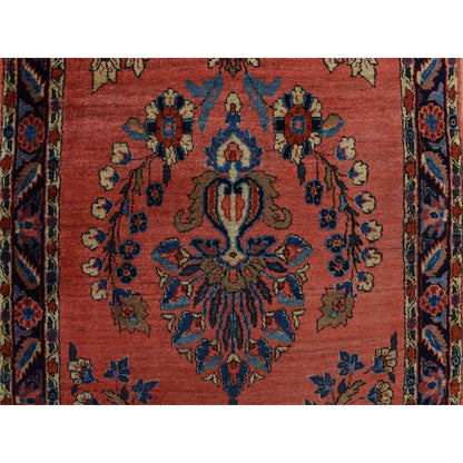 2'7"X10' Red Antique Zoroastrian Saroogh Wool Hand Knotted Runner Rug