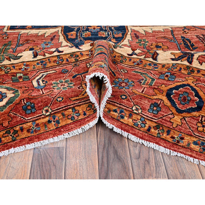 10'2"X13'8" Red Seeripe Heris Aryana Collection Soft Wool Hand Knotted Rug