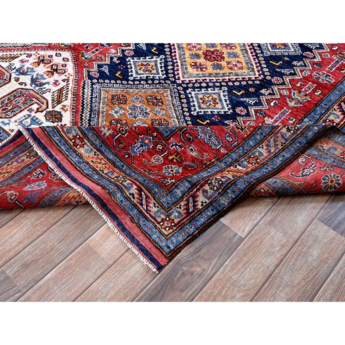 8'3"X10' Ajax Red Afghan Caucasian Design Revival Hand Knotted All Wool Rug