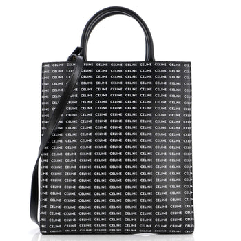 Celine Vertical Cabas Tote All Over Logo Print Leather Small