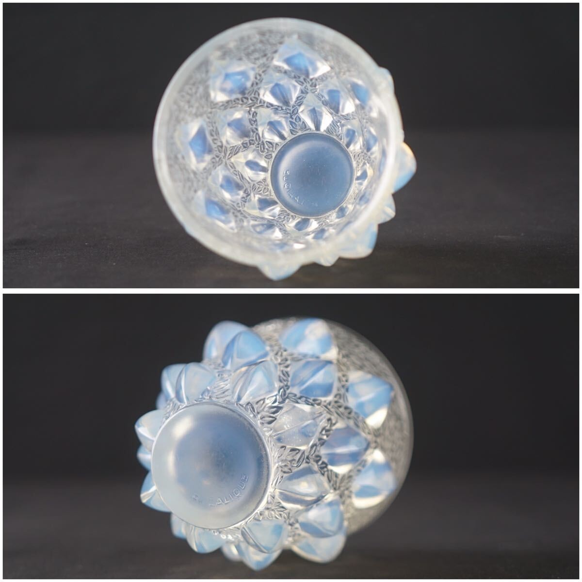 Rene Lalique Lampions Opalescent Glass Vase R. Lalique Signed W/ Box (1931)