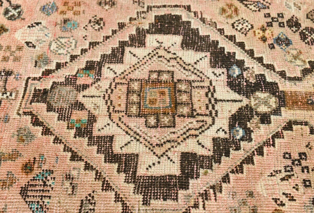 Vintage Distressed Rusty Pink Tribal Oriental Rug