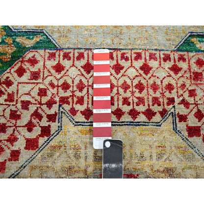 Rug 3'x5'1" Colorful Mamluk Design Silk with Textured Wool Hand Knotted