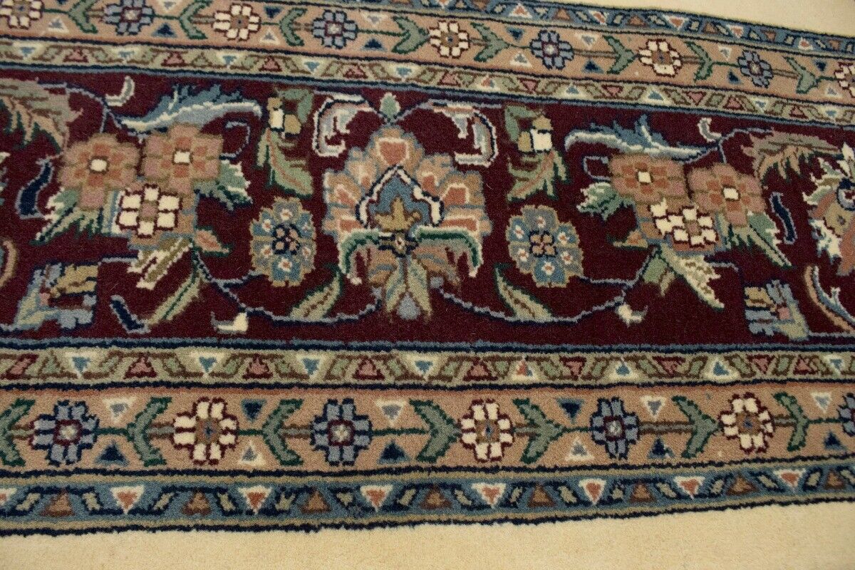 Classic Beige Floral Design Hand-Knotted Oriental