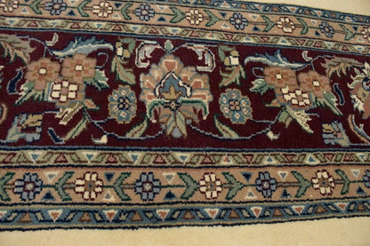 Classic Beige Floral Design Hand-Knotted Oriental