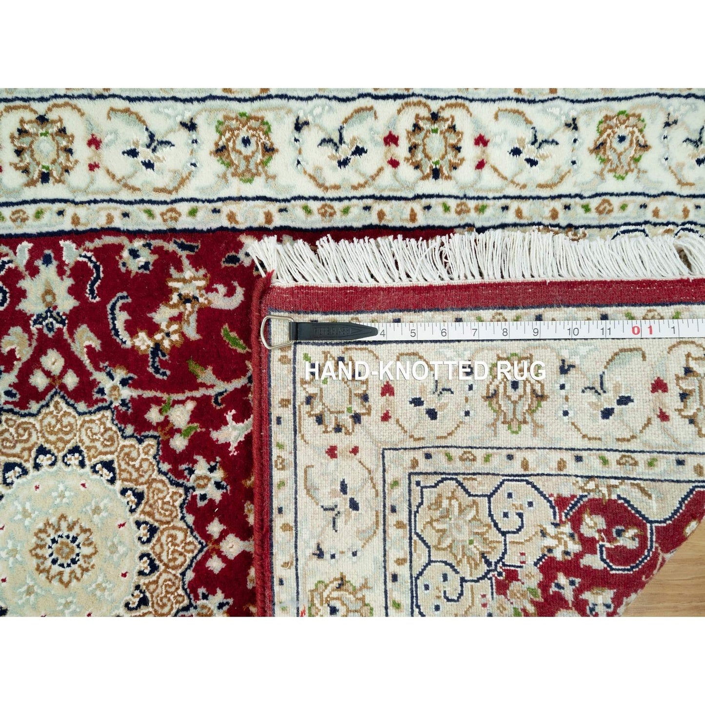 2'4"x4'9" Red Nain 250 KPSI Pure Wool Hand Knotted Runner Oriental Rug
