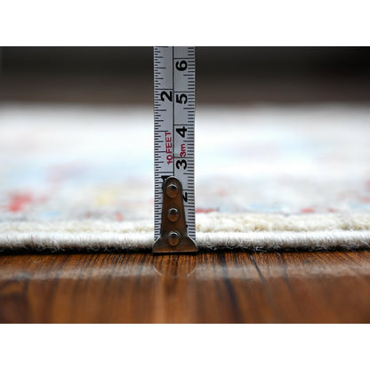 2'6"X12'4" Ivory Ancient North West Zoroastrian Hand Knotted Runner Rug