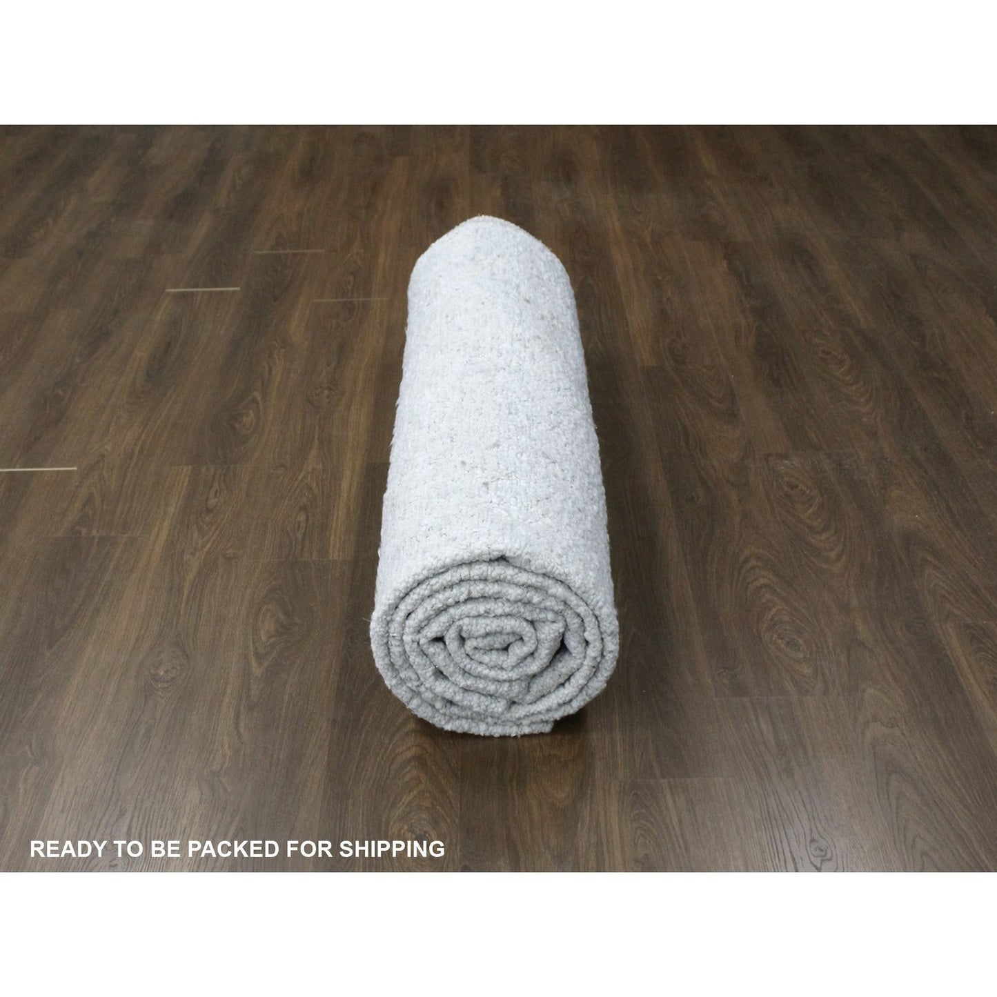 9'1"X12'1" Ivory Minimalist Swedish Design Hand Knotted Natural Wool Rug