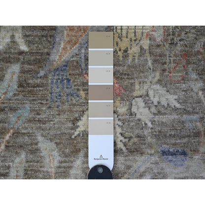 2'6"X6'2" Gray Birds Of Paradise Hand Knotted Wool Runner Oriental Rug