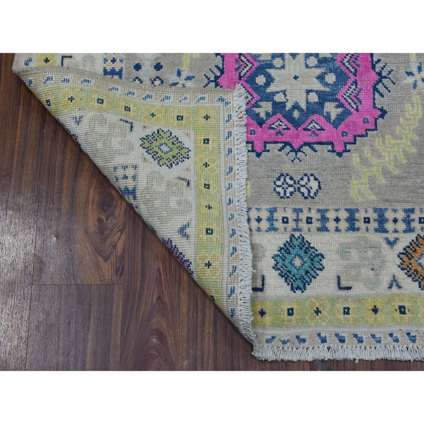 3'3"X5' Colorful Gray Fusion Kazak Pure Wool Hand Knotted Oriental Rug