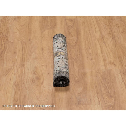 2'X3' Black The Maharaja Lion Novelty Mat Rug Wool And Silk Hand Knotted