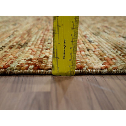 9'4"X12'1" Honey Brown Hand Knotted Rug Organic Wool Grass Design Oriental