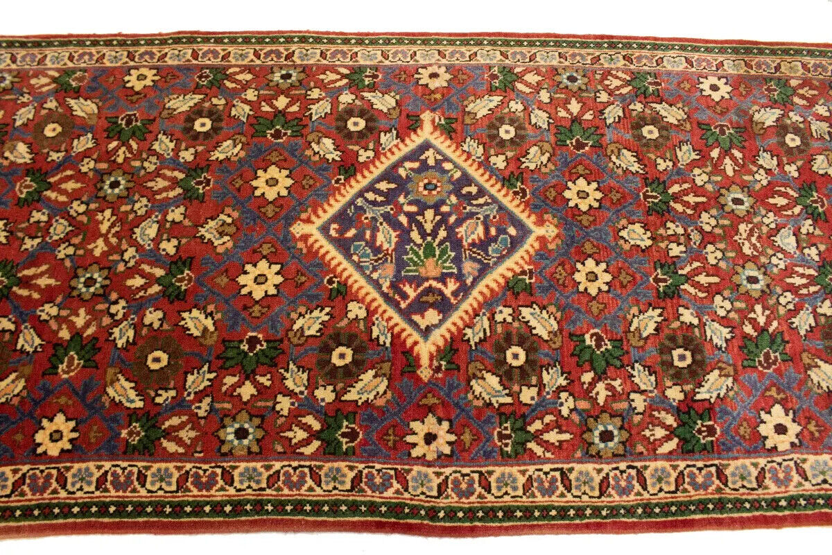 Rare Vintage Red Floral Oriental Runner Rug
