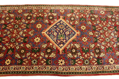 Rare Vintage Red Floral Oriental Runner Rug