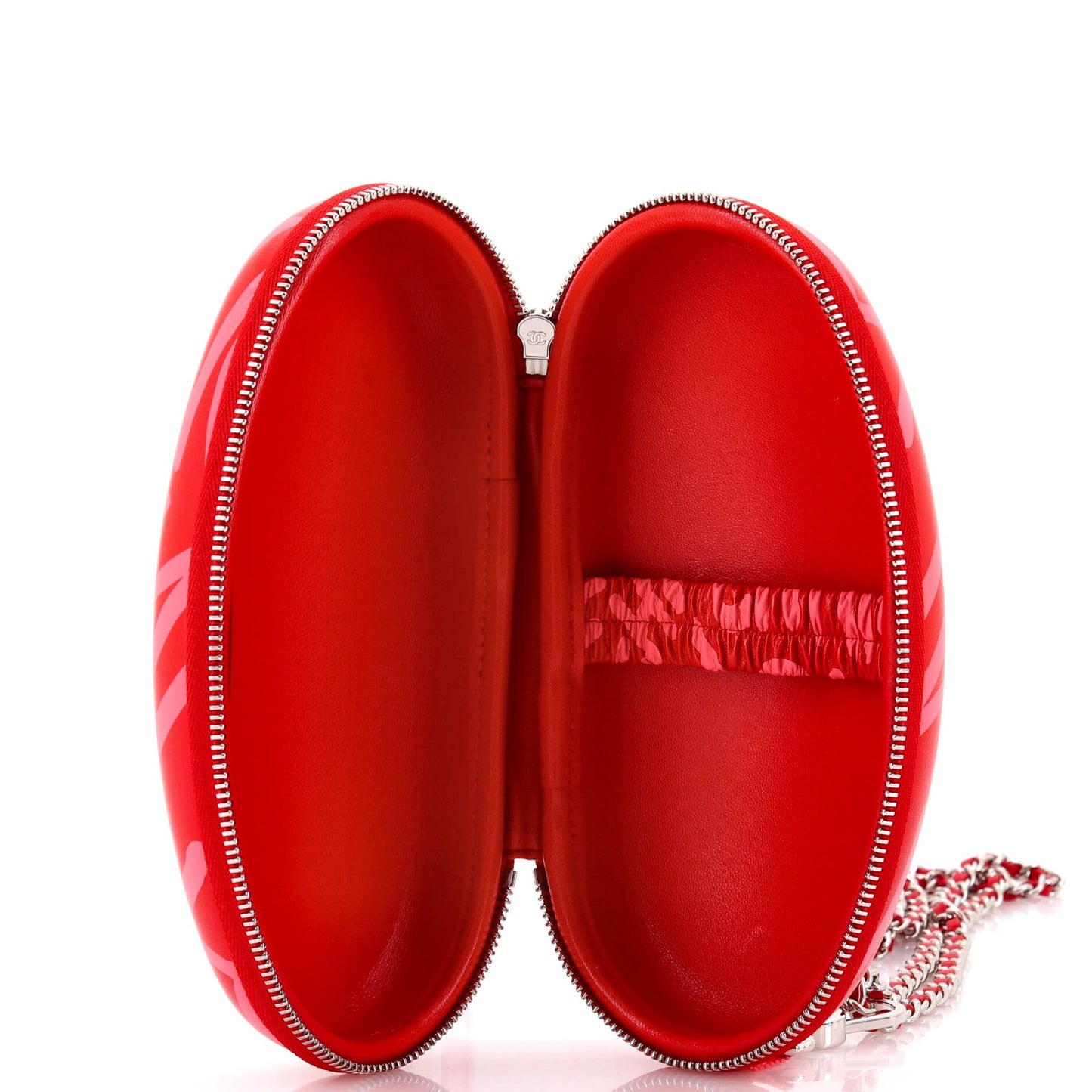 Chanel Coco Neige Zip Around Sunglasses Case With Chain Printed Leather