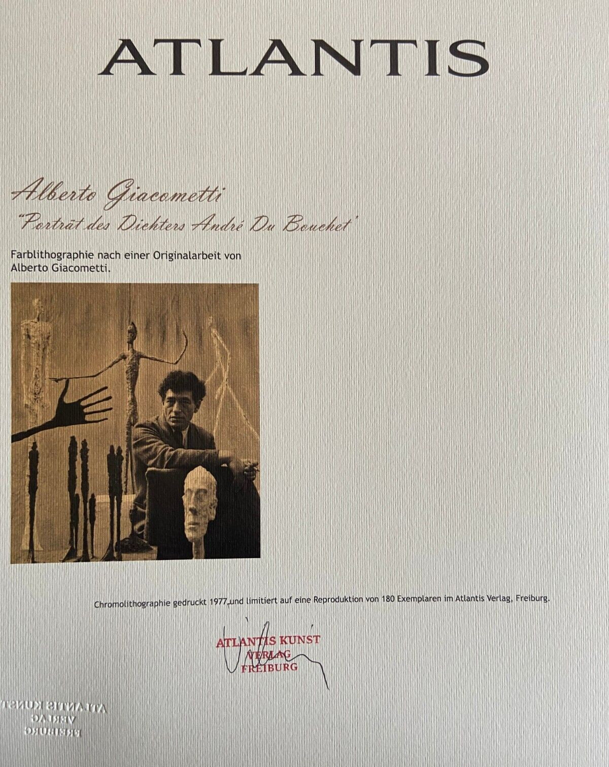 Alberto Giacometti Lithograph Certificated Numbered Coa Signed