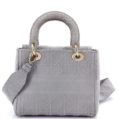 Christian Dior Lady D-Lite Bag Cannage Embroidered Canvas Medium