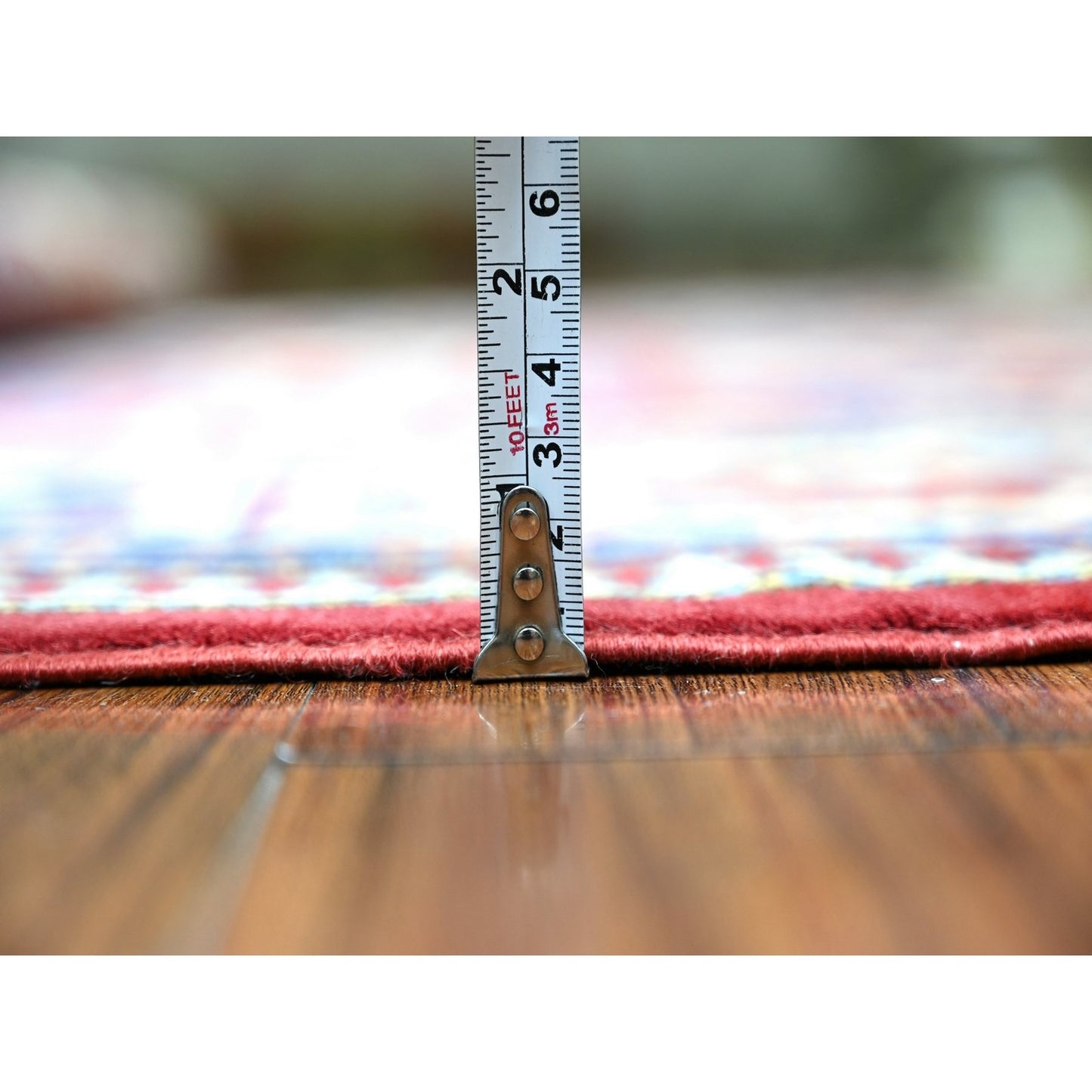 6'4"X9'4" Red Caucasian Design Wool Afghan Super Kazak Hand Knotted Rug