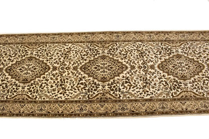 Handmade Kirman Oriental Runner Rug Plush Floral