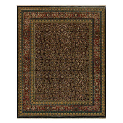 8'1"X10'1" Navy Blue Herrita Design 175 Kpsi Pure Wool Hand Knotted Rug