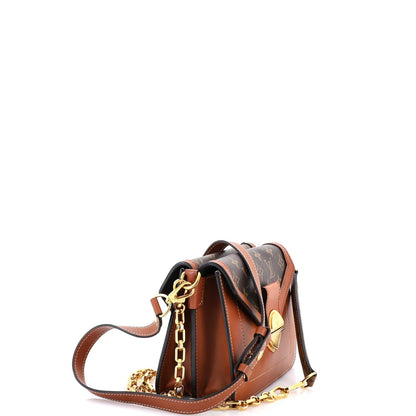 Canvas Louis Vuitton Biface Handbag Leather and Reverse Monogram