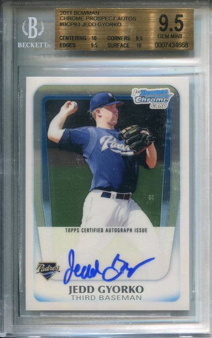 Jedd Gyorko Autographed 2011 Bowman Chrome Prospect Card (Beckett)