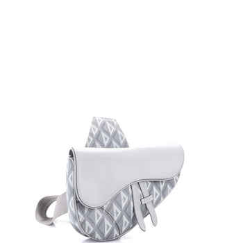 Christian Dior Saddle Crossbody Bag Cd Diamond Coated Canvas And Leather