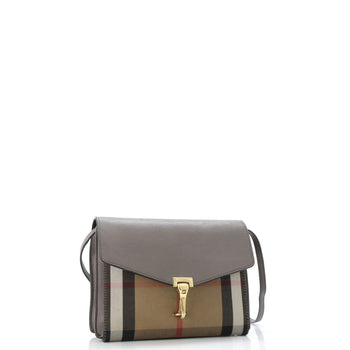 Burberry Macken Crossbody Bag Leather And House Check Canvas Small