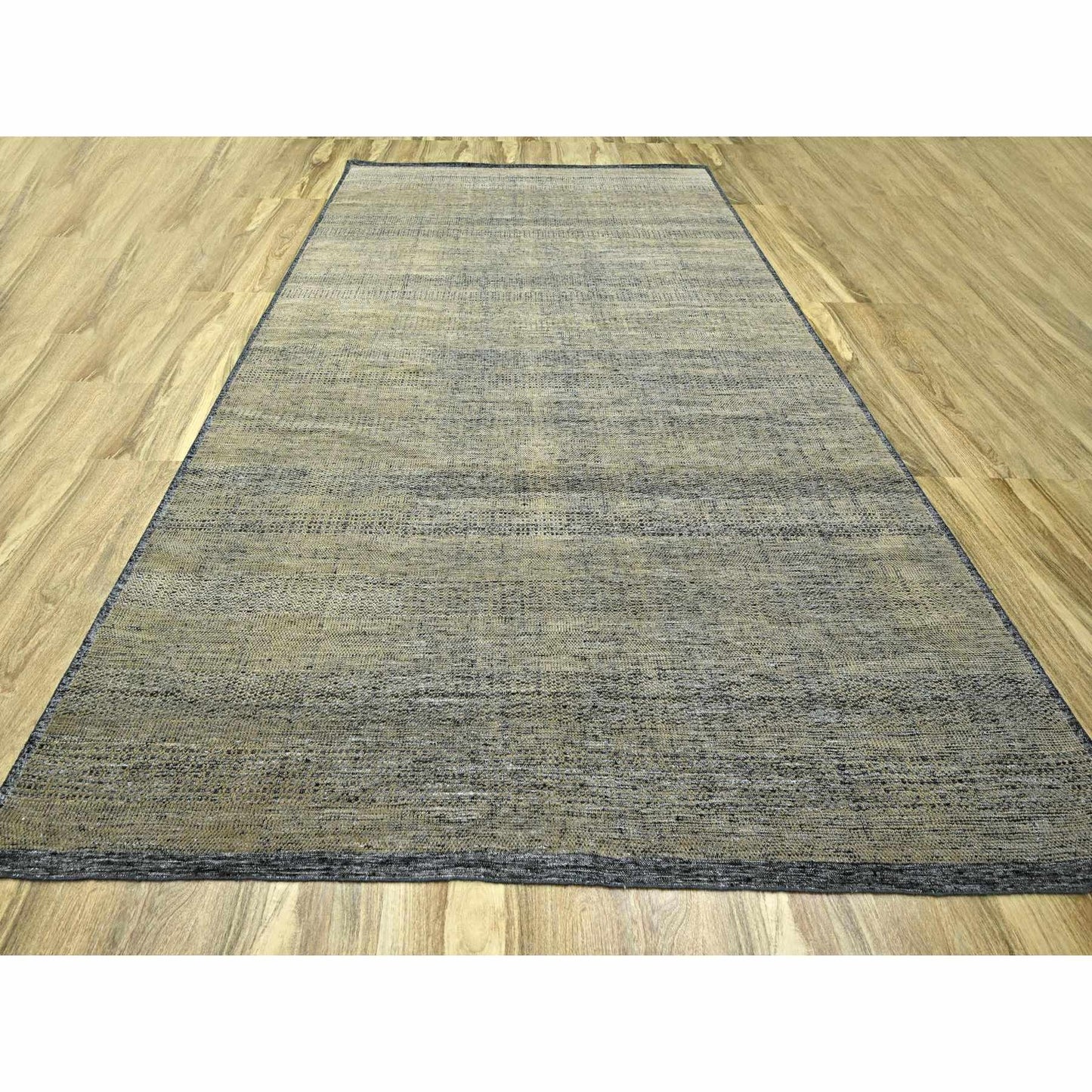 10'X14' Brown & Black Oxidized Grass Design Pure Wool Hand Knotted Rug