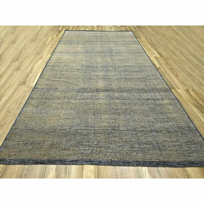 10'X14' Brown & Black Oxidized Grass Design Pure Wool Hand Knotted Rug