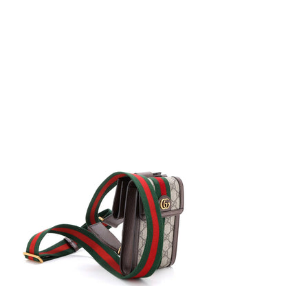 Gucci Ophidia Detachable Wallet Vertical Crossbody Gg Coated Canvas Mini