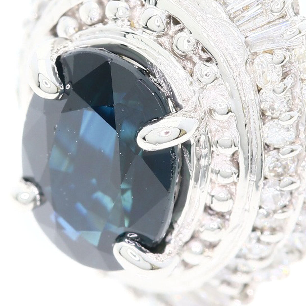2.38Ct Sapphire Diamond Ring Platinum Pt900  8.7G