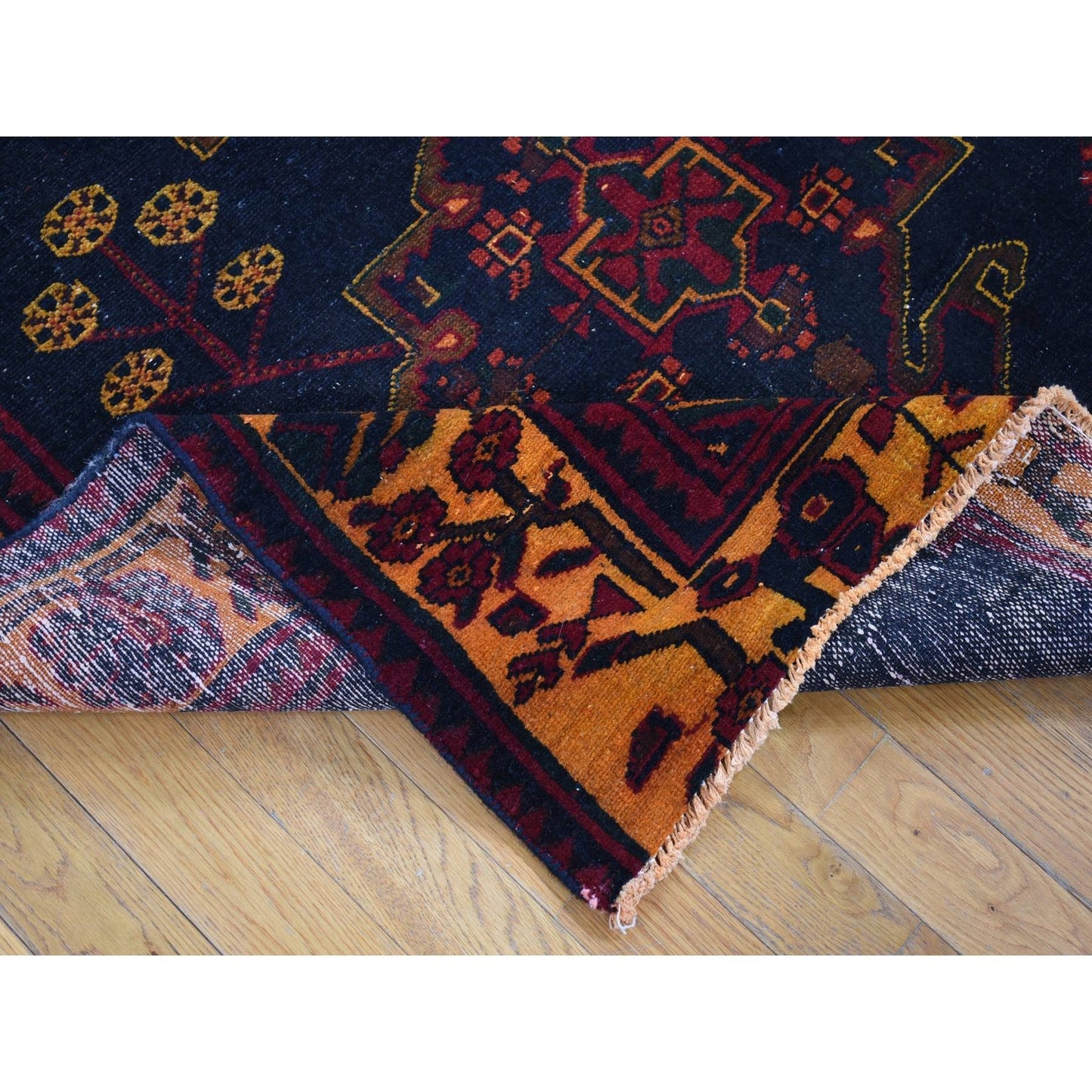 5'1"X13'3" Blue Vintage Baktiarjoon Hand Knotted Wool Wide Runner Rug