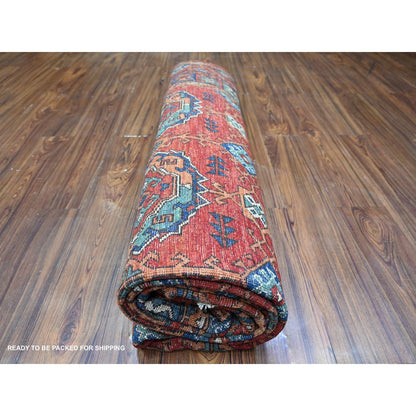 8'X9'6" Red Hand Knotted Extra Soft Wool Afghan Ersari Oriental Rug