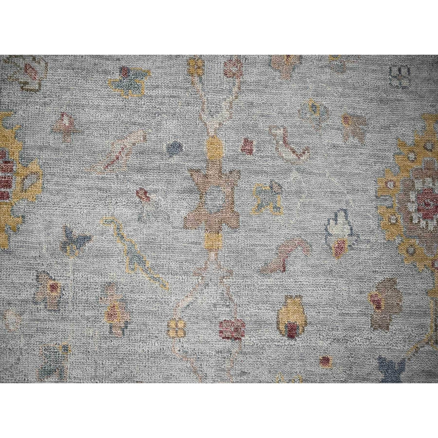 14'X17'9" Light Gray Oushak Design Hand Knotted Pure Wool Oversized Rug