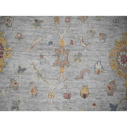 14'X17'9" Light Gray Oushak Design Hand Knotted Pure Wool Oversized Rug