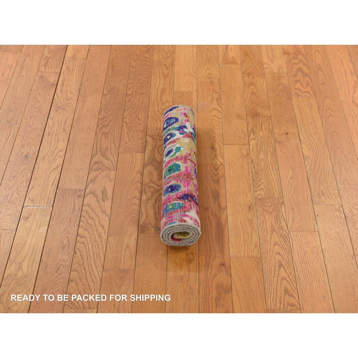 2'X3'2" The Peacock, Sari Silk, Colorful, Hand Knotted, Mat, Oriental Rug