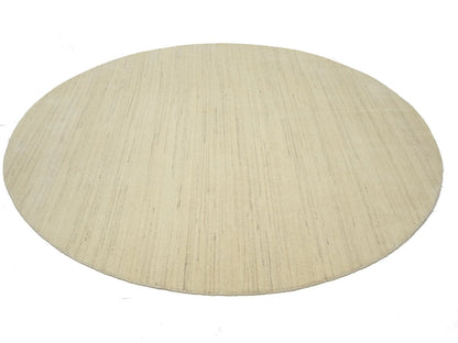 Cream Solid Hand-Loomed 8X8 Gabbeh Wool Rug